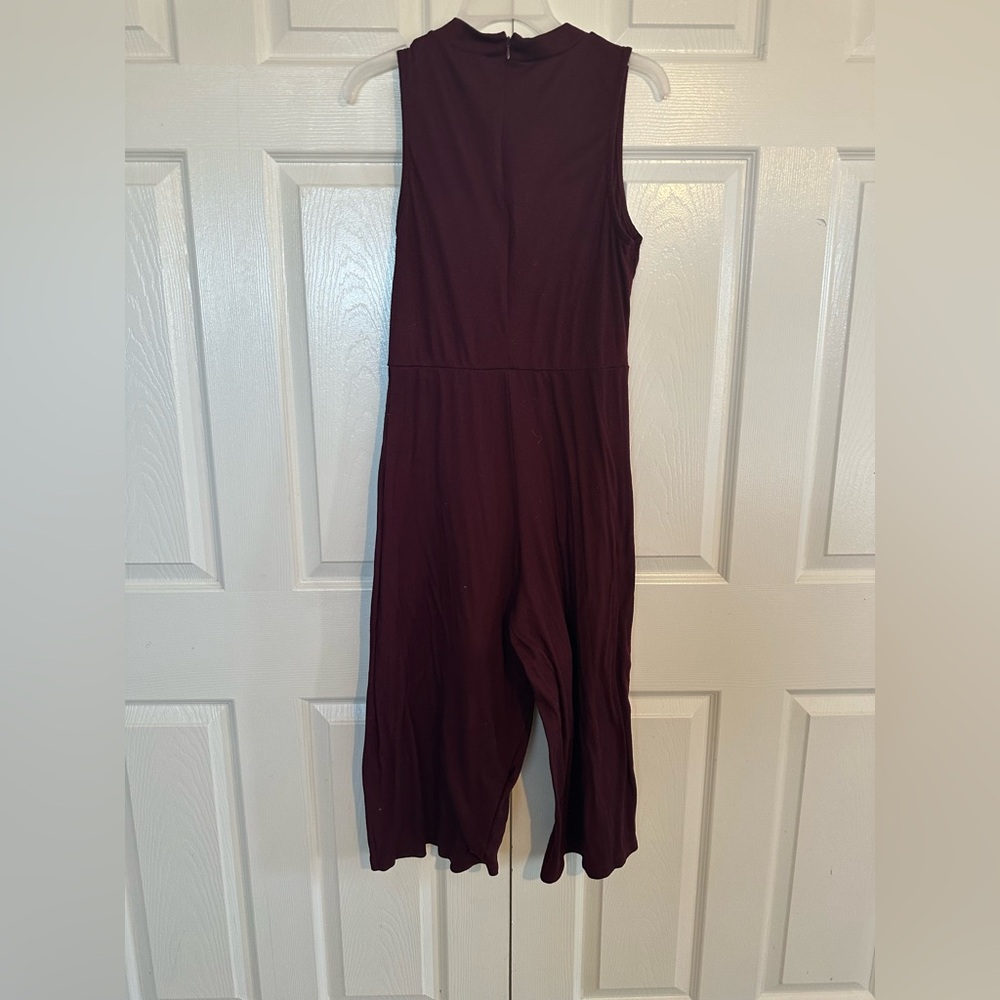 Elegant Burgundy Sleeveless Jumpsuit - Picture 2 of 4